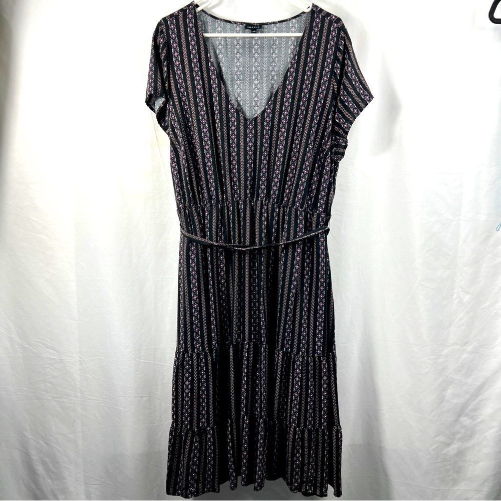 Torrid Black and Pink Midi Dress